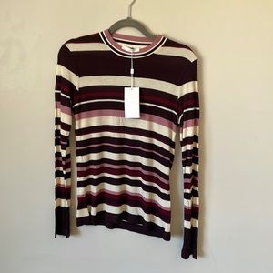 BOSS NWT burgundy striped long sleeve sweater size medium $148 brand new